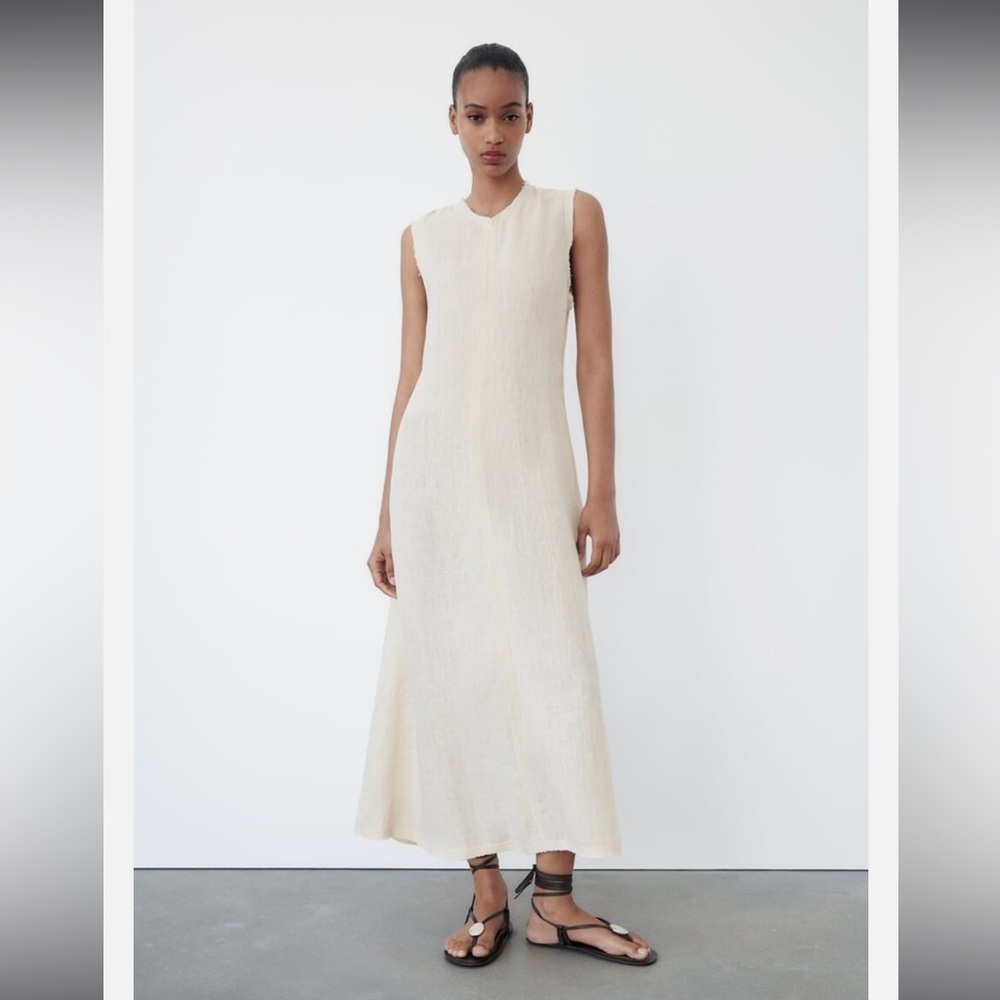 ZARA 100% Linen dress maxi long sundress